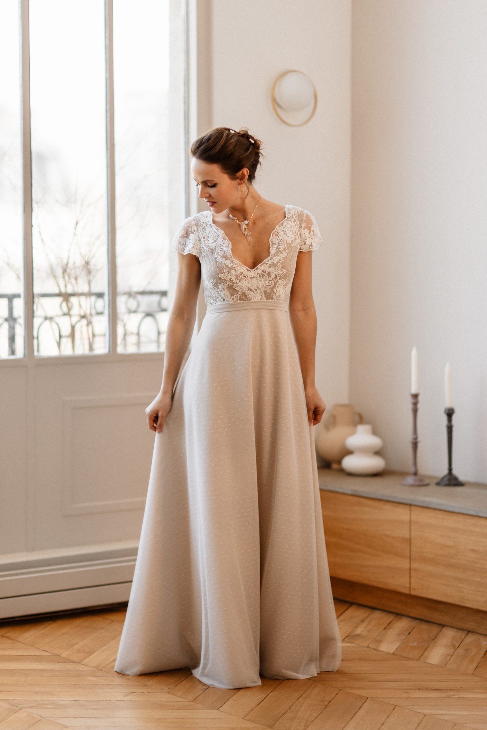 Le Jour de Notre Oui CIEL ROSE robe mariée rose tulle