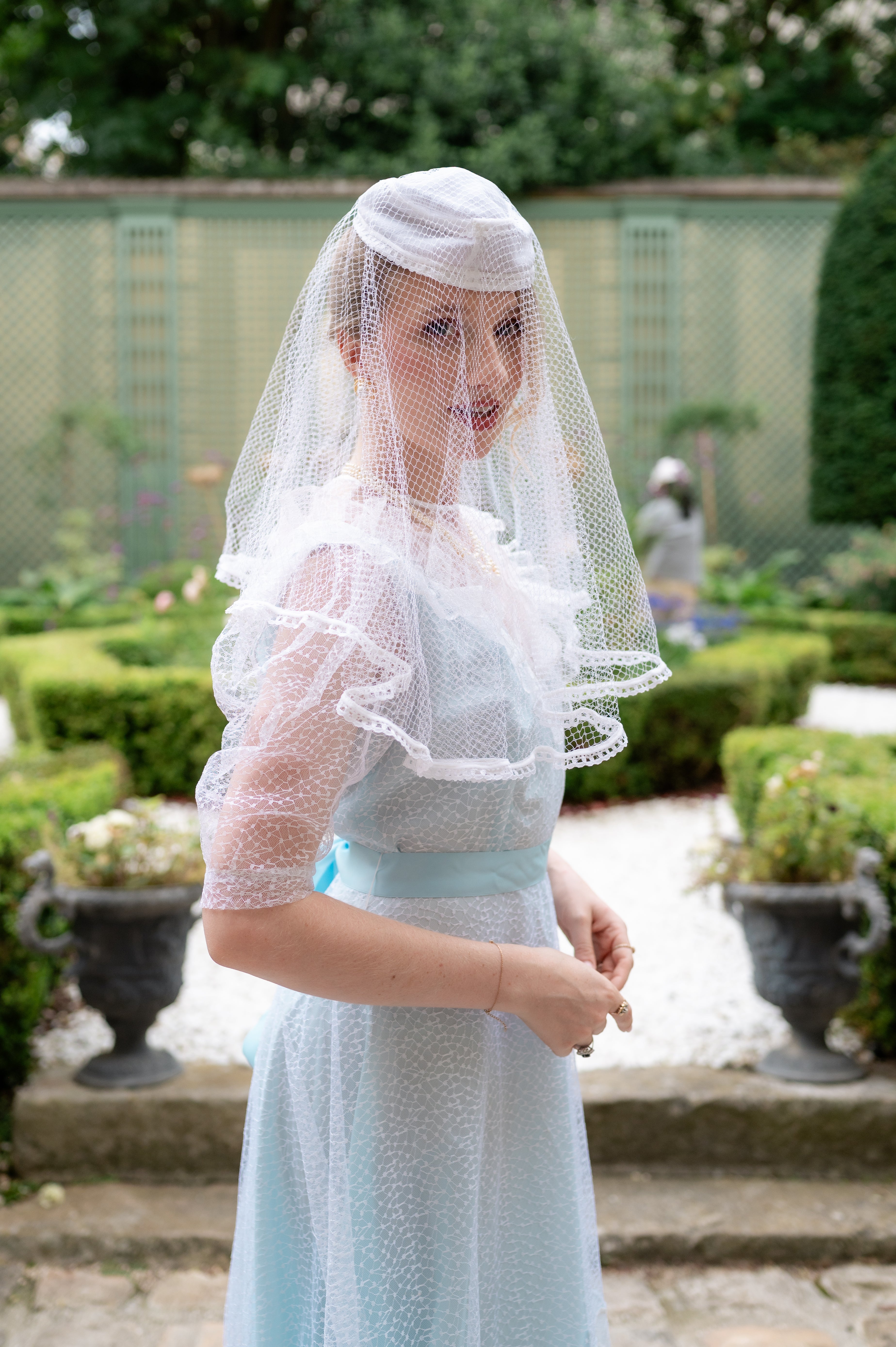 Solène Gisèle Voiles Chapeau Mariée chapeau voilette blanche 70s