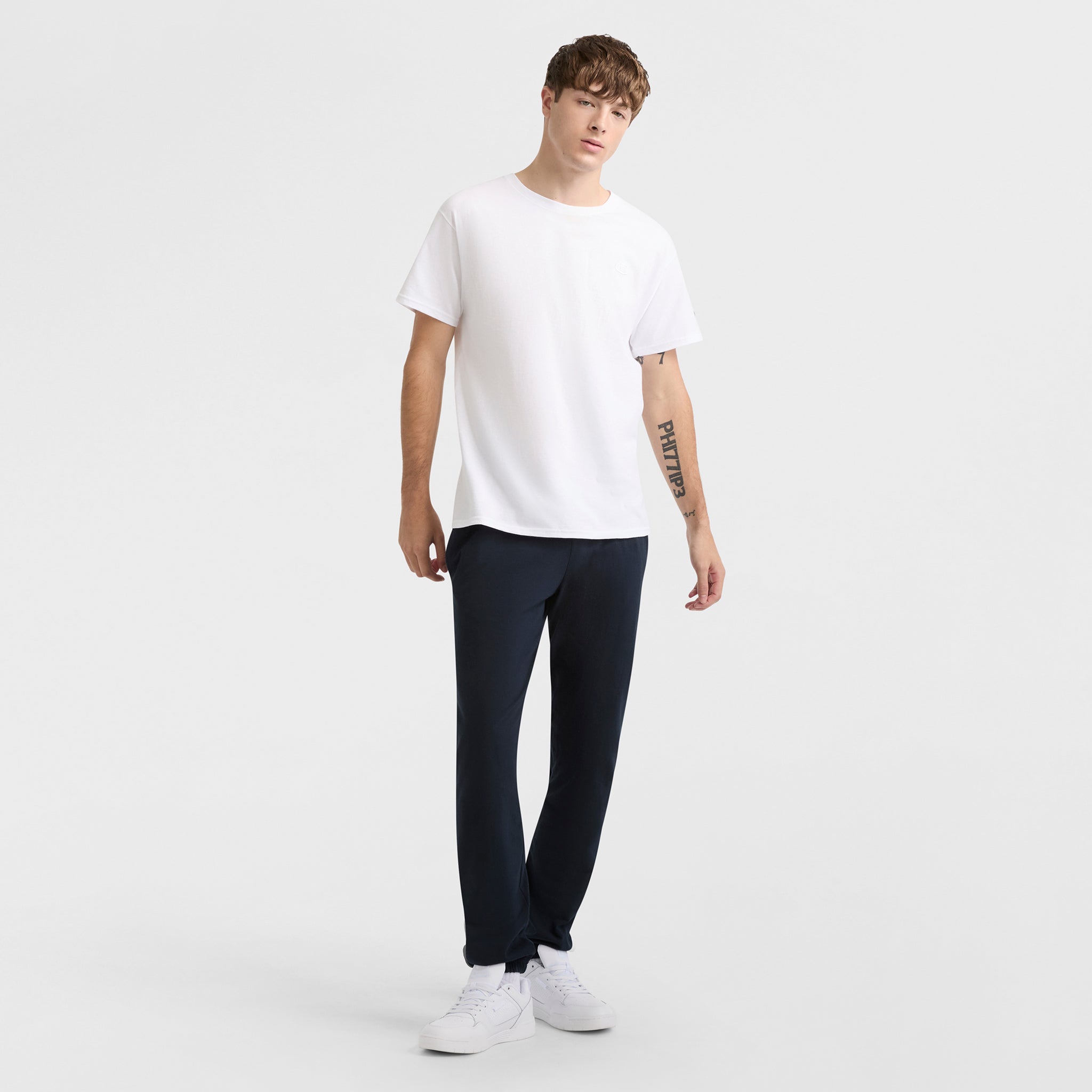 Champion Classic T-Shirt Blanc Coton Col Rond Logo C