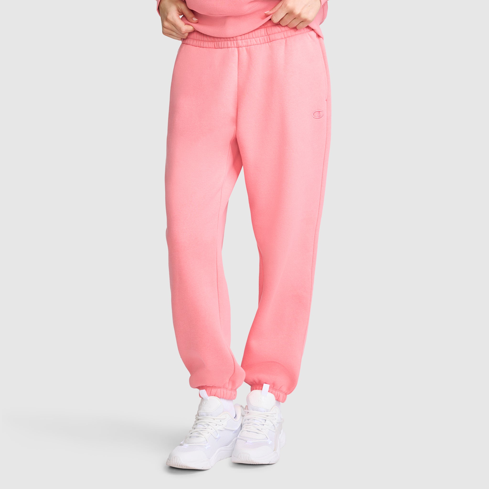 Champion Powerblend Oversized Sweatpants C Logo jogging femme Rose Fraise