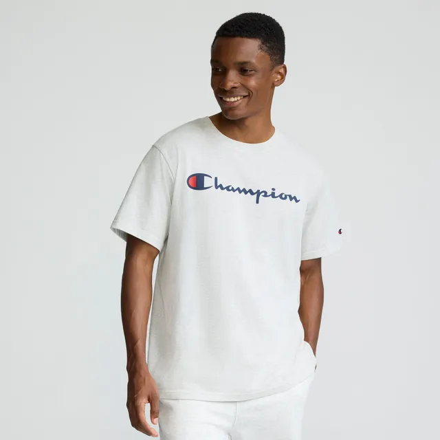 Champion Classic Graphic Script Logo t-shirt homme Platinum Silver coton