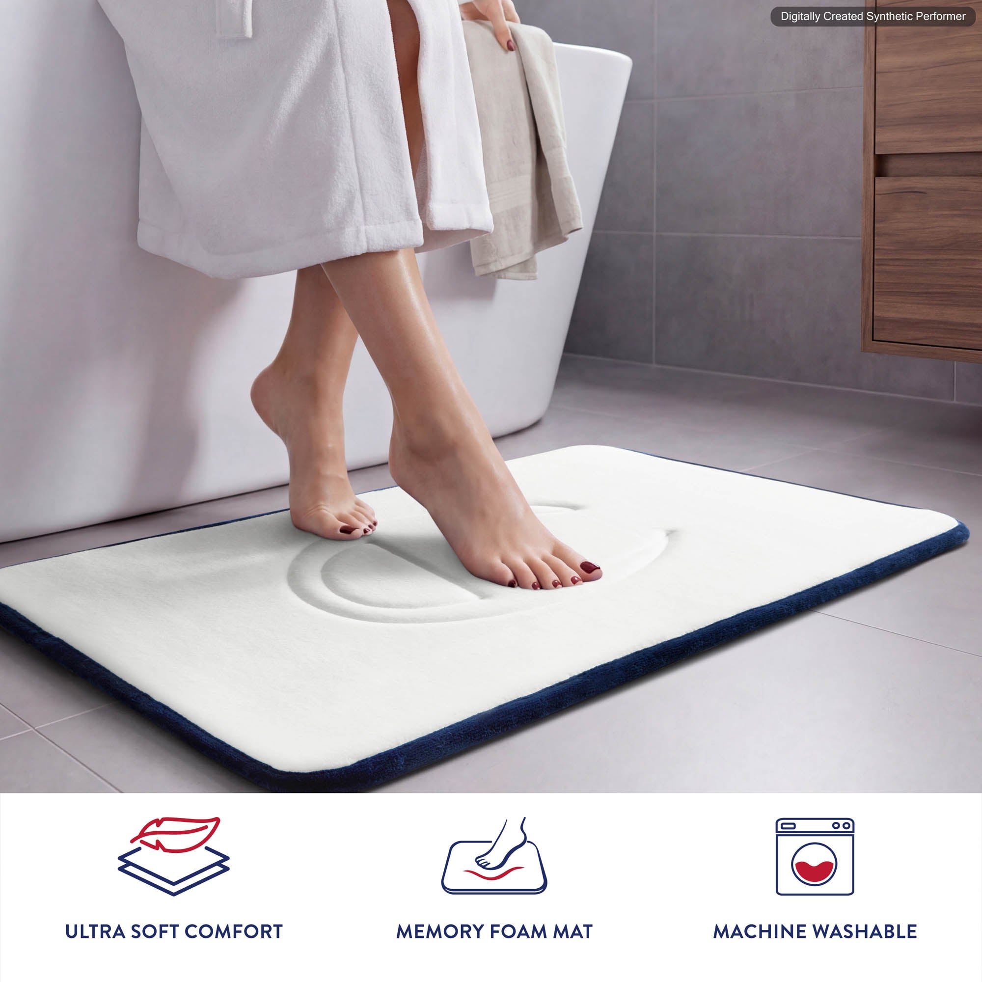 Champion C Tapis de Bain Blanc mémoire matelassé logo