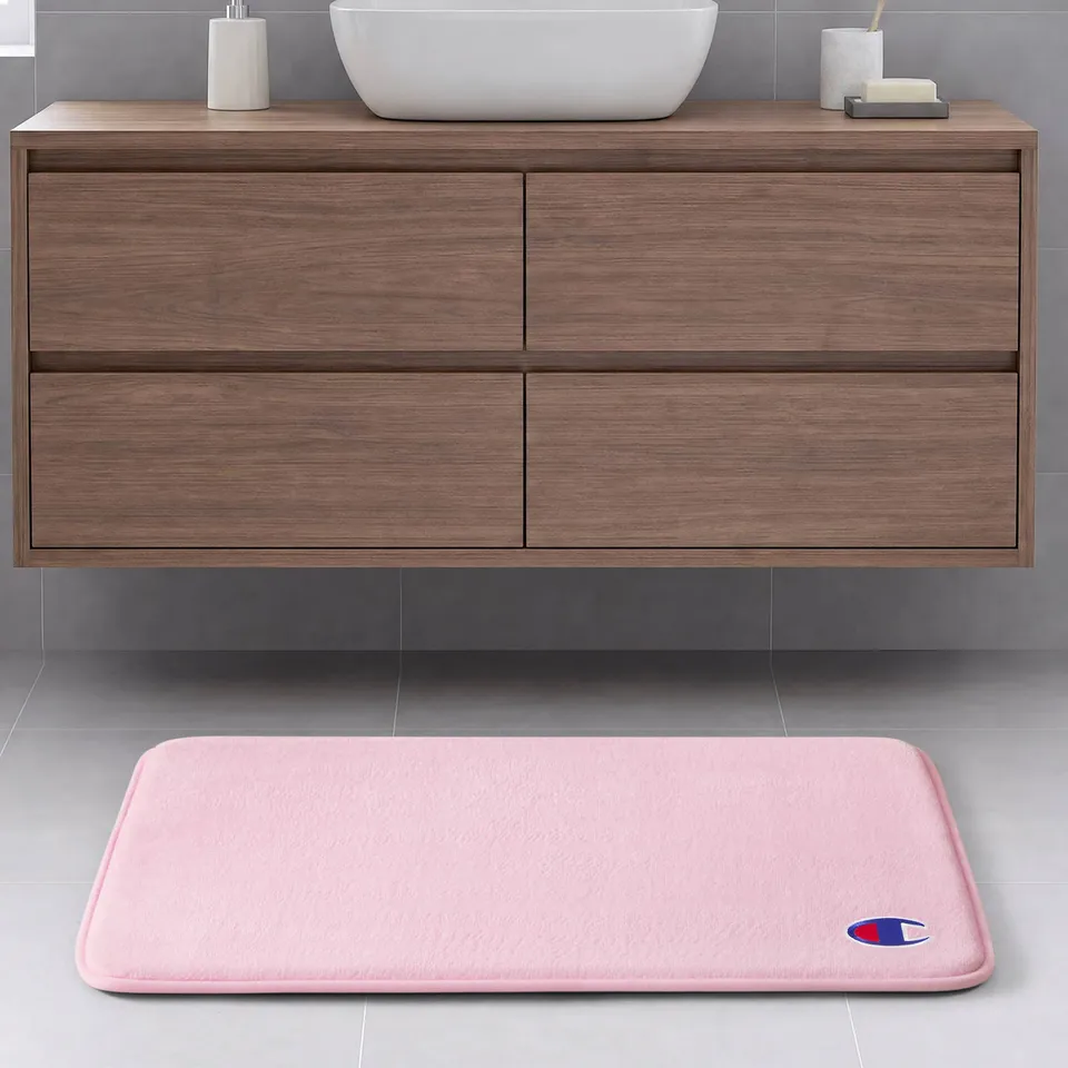 Champion Logo Patch tapis de bain mémoire de forme rose