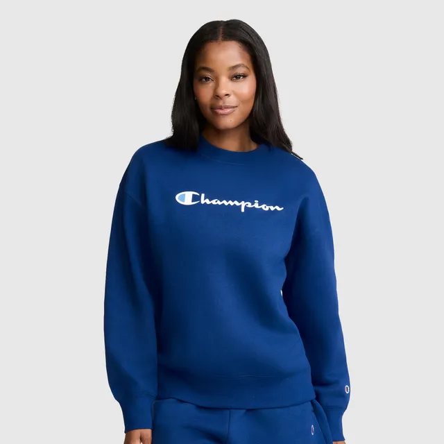 Champion Powerblend Crewneck Script Logo sweat Blue Depths