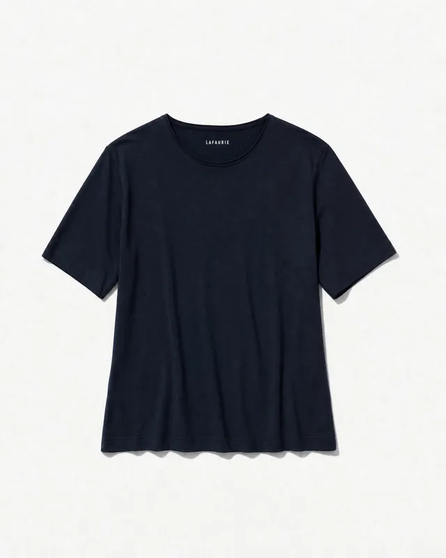 Lafaurie Basile T-shirt Dark Navy Voile Coton Coupe Droite