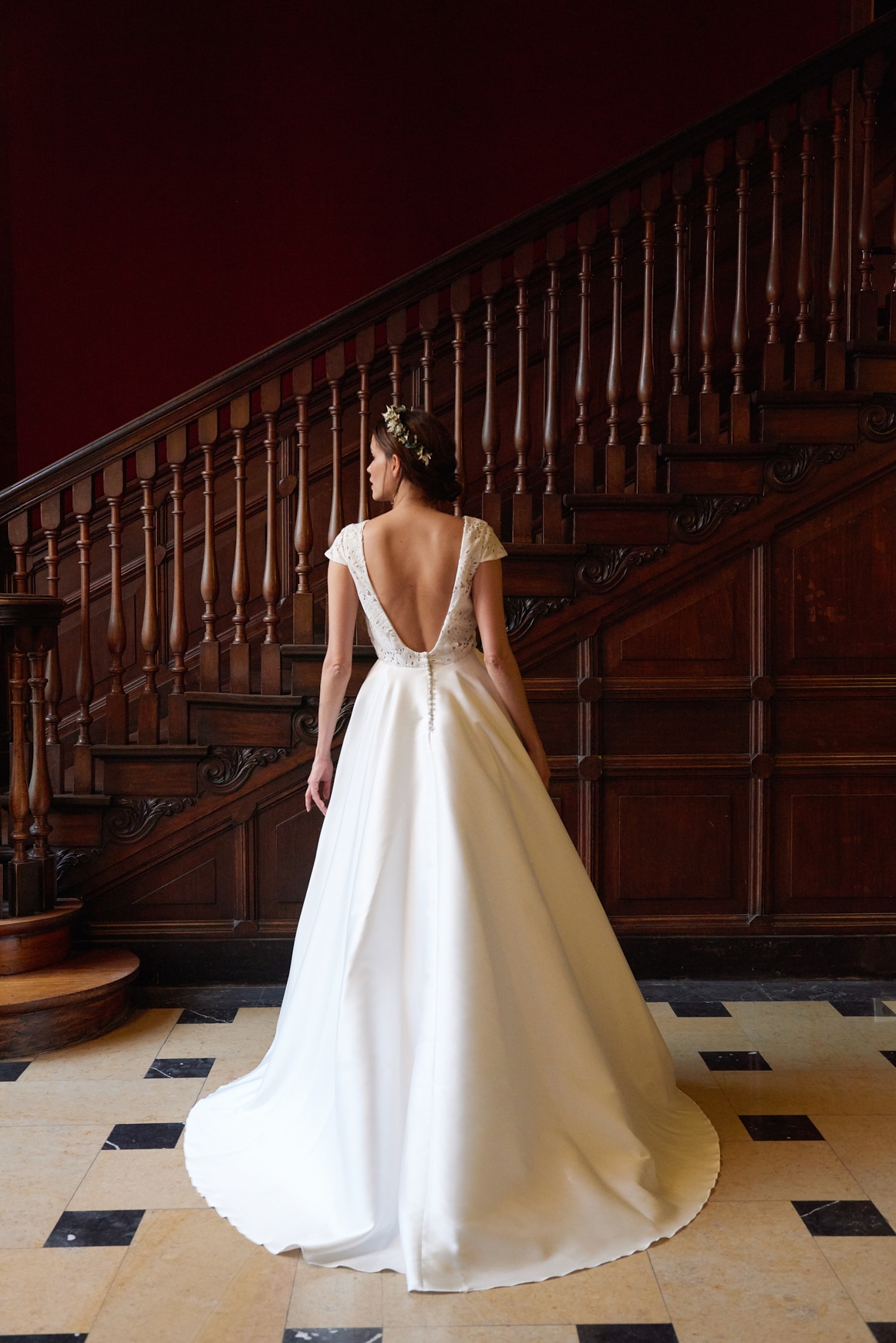 Maison Floret Sur-mesure Charlie robe de mariée guipure soie