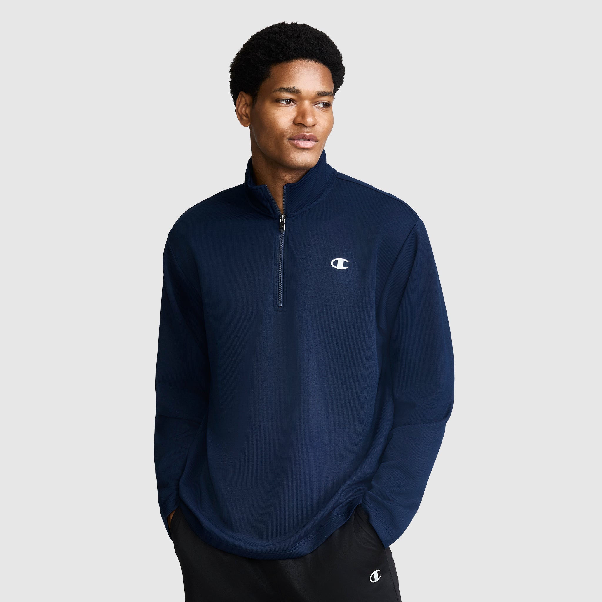 Champion Sport 1/4 Zip Mockneck sweat bleu marine S-2XL