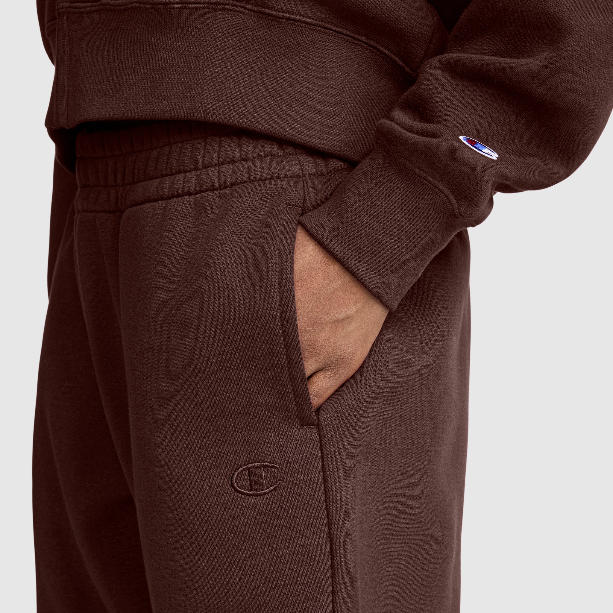 Champion Powerblend Oversized Sweatpants C Logo jogging femme Marron