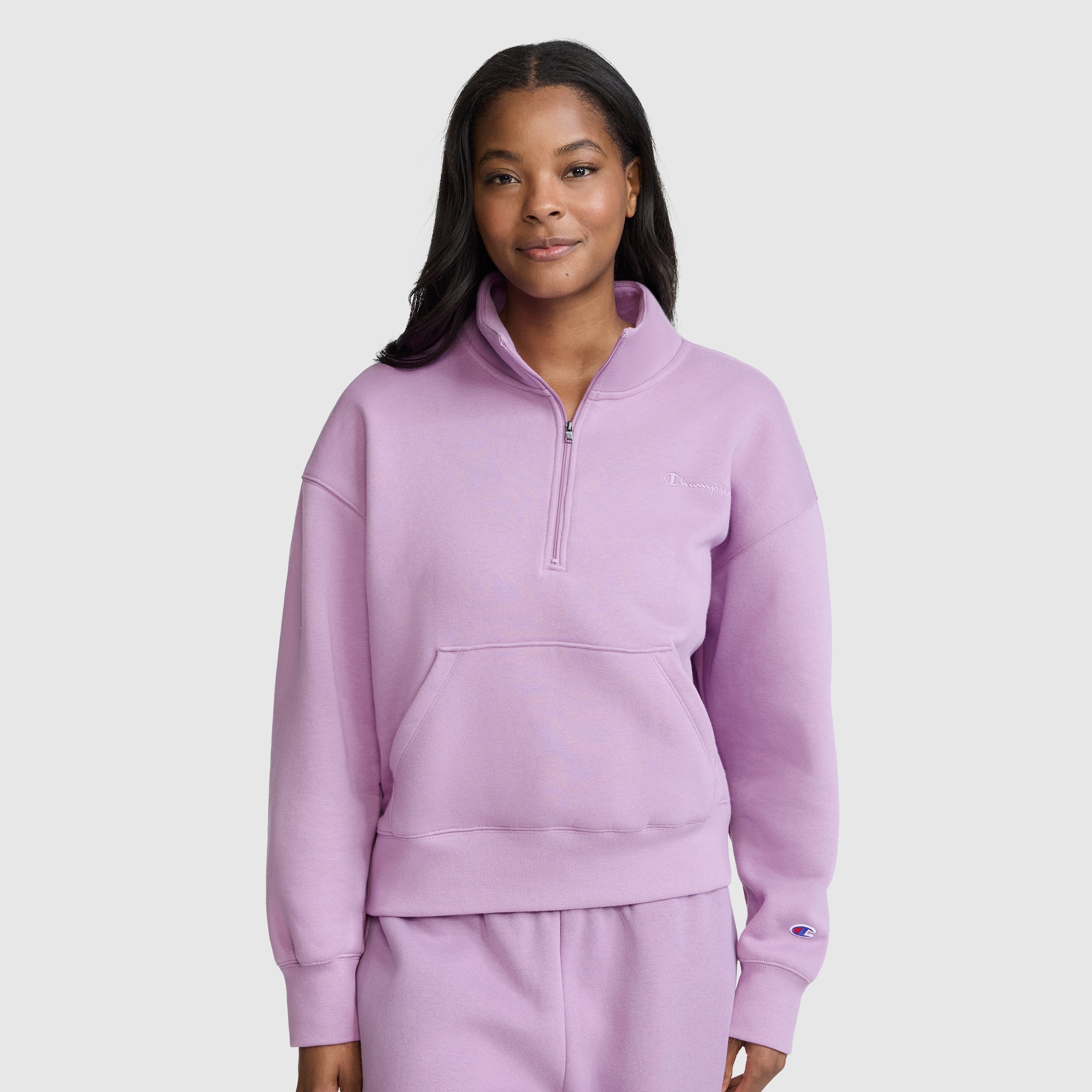 Champion Fleece Mockneck Quarter-Zip sweat Smoky Grape