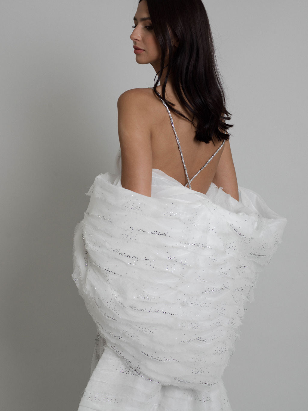 Rime Arodaky Bridal Nebula cape soie strass 3 m