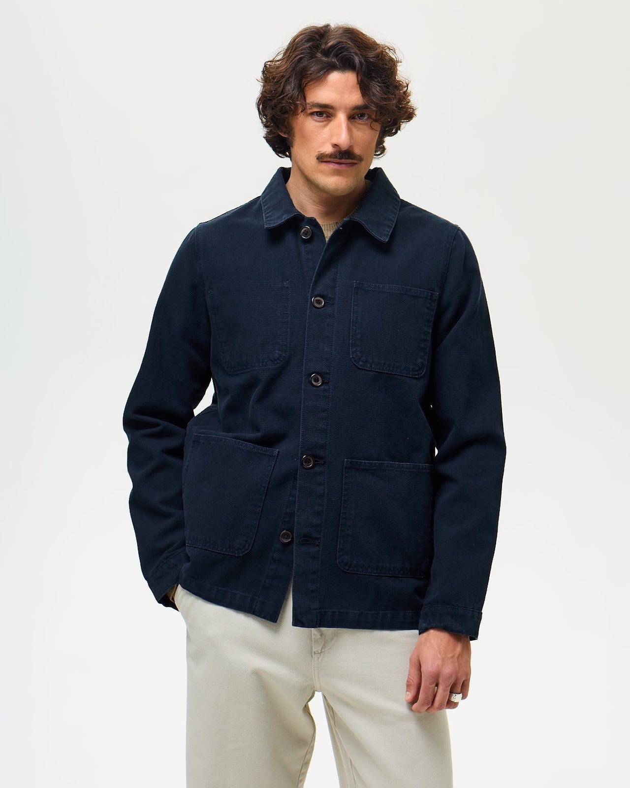 Lafaurie Braque Navy veste de peintre coton coupe droite