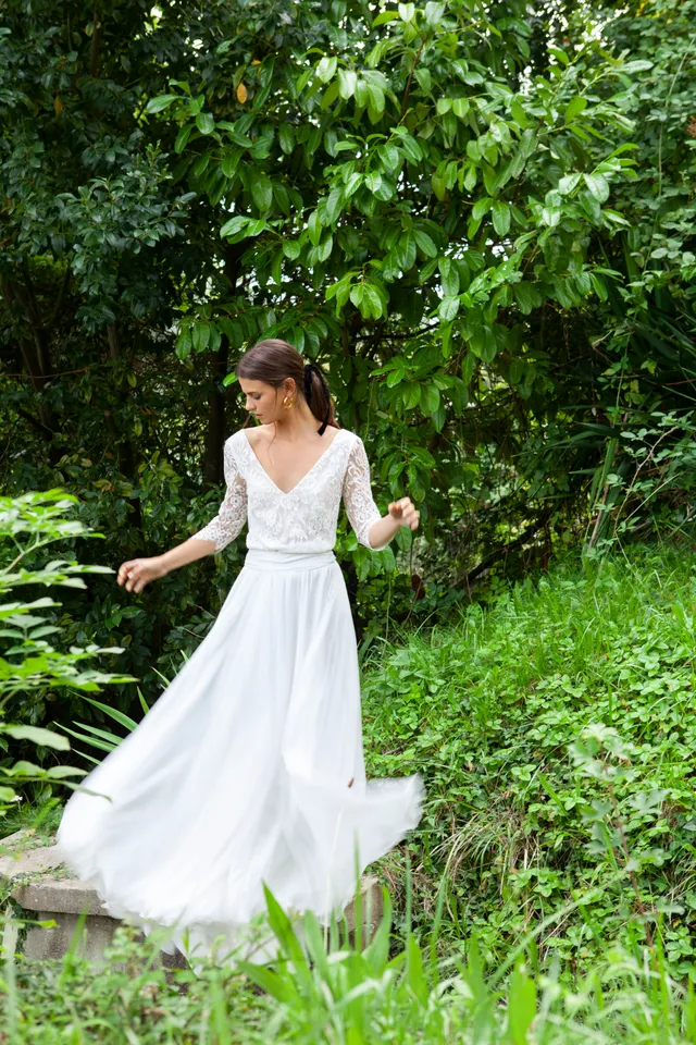 Maison Floret Prêt-à-marier Hadrien top de mariée dentelle Calais