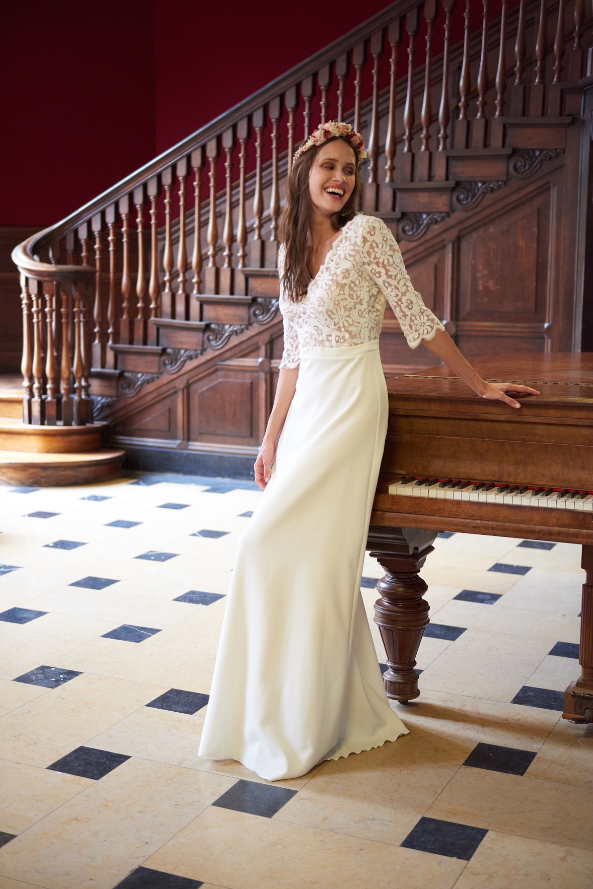 Maison Floret Sur-mesure Dimitri robe de mariée crêpe dentelle