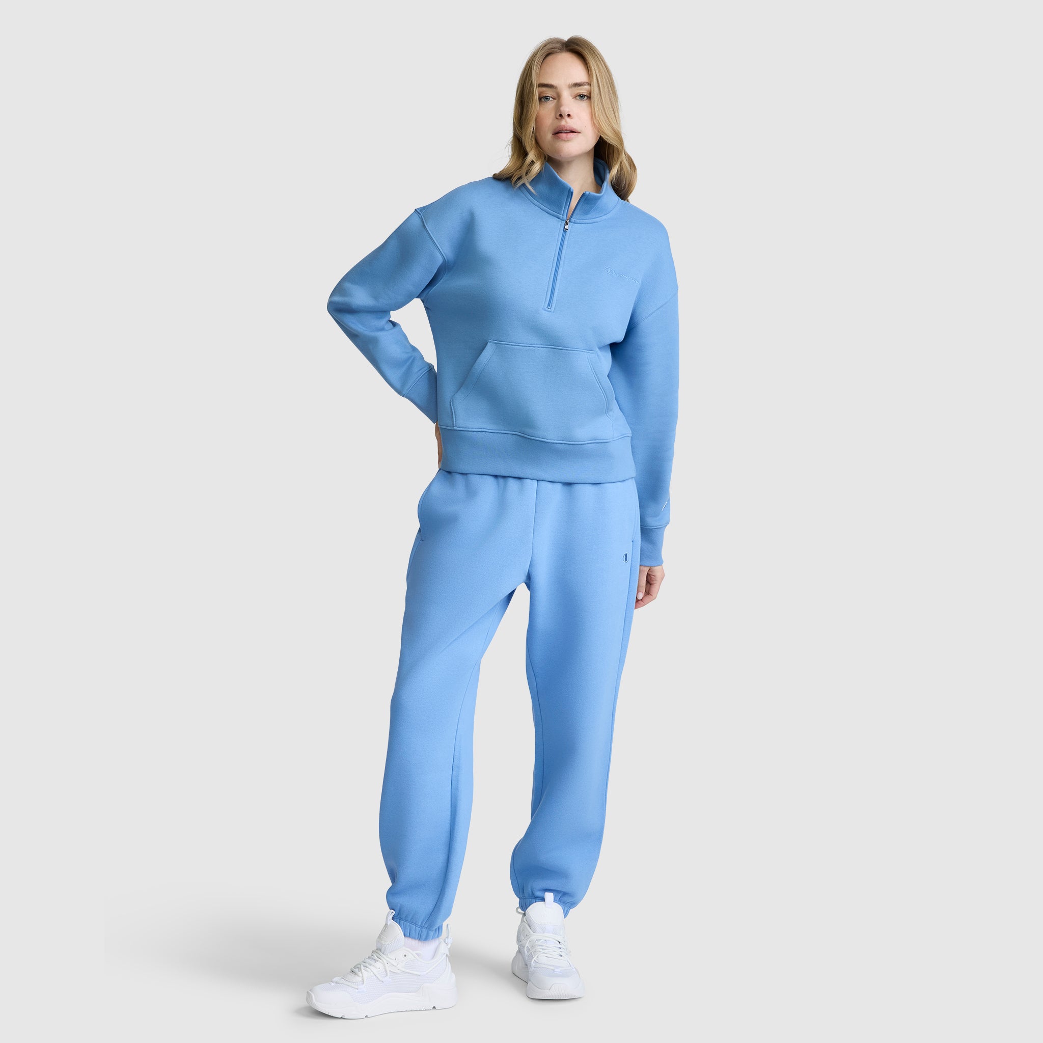 Champion Fleece Mockneck Quarter-Zip sweat Riviera bleu