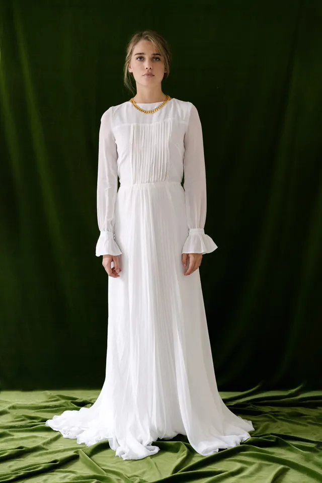Maison Floret Sur-mesure Elias robe de mariée plissée soie