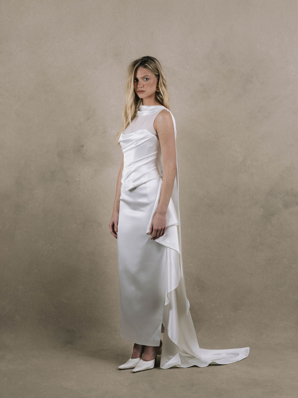 Rime Arodaky Evening Navy jupe longue satin marine