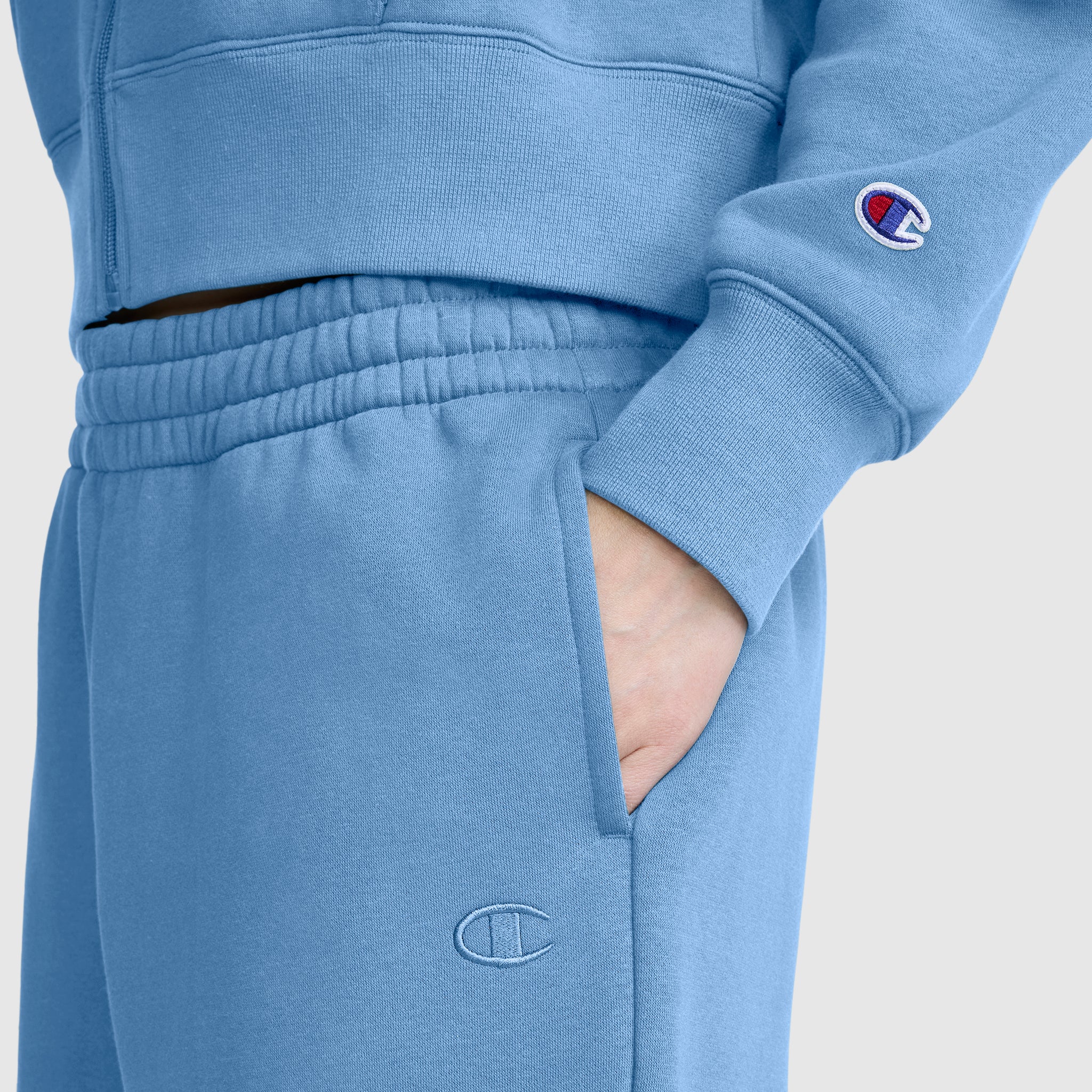 Champion Powerblend Oversized Sweatpants C Logo jogging femme Bleu Riviera