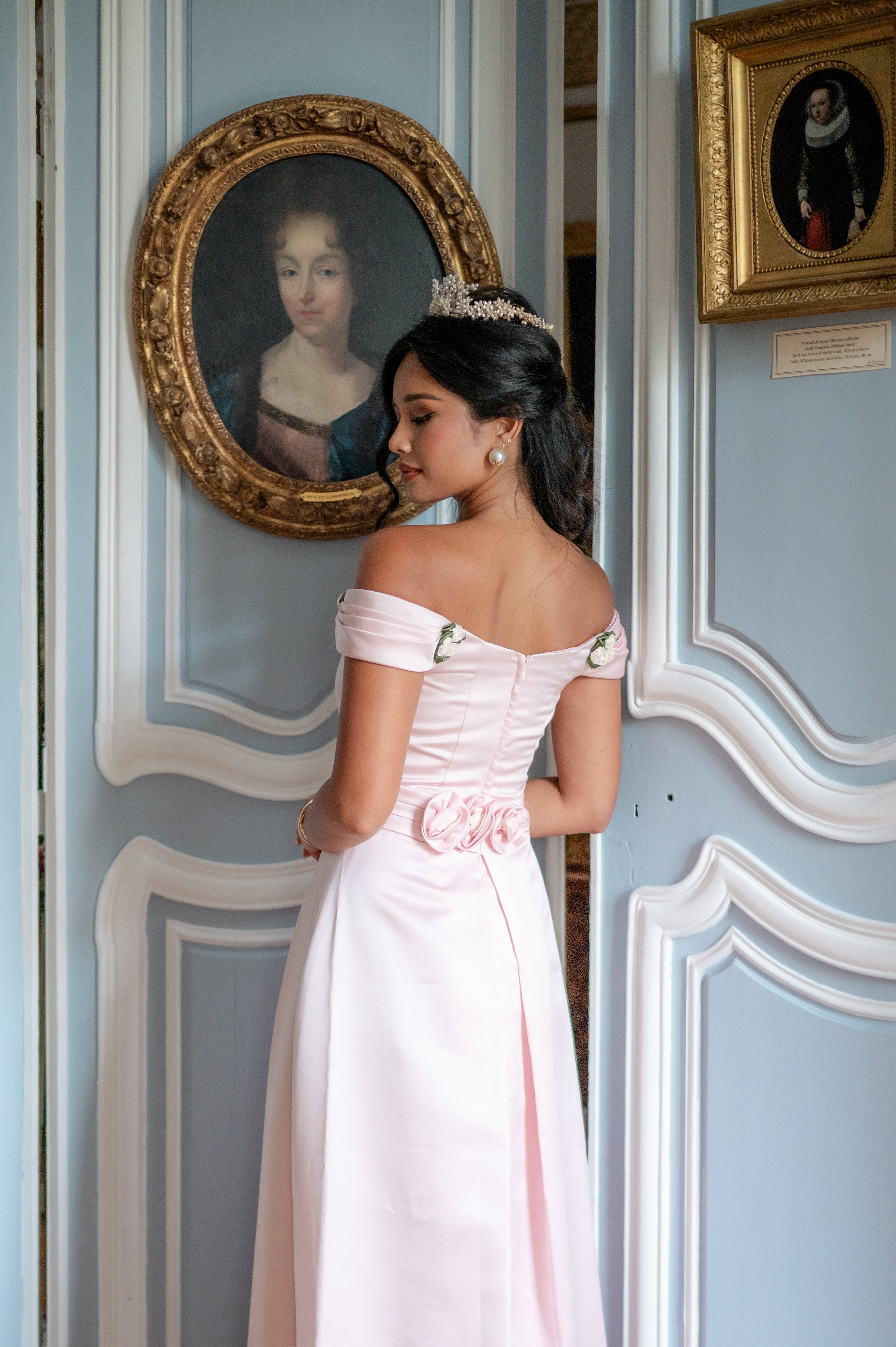 Solène Gisèle La mariée Robe Camélia rose pâle longue taille 34