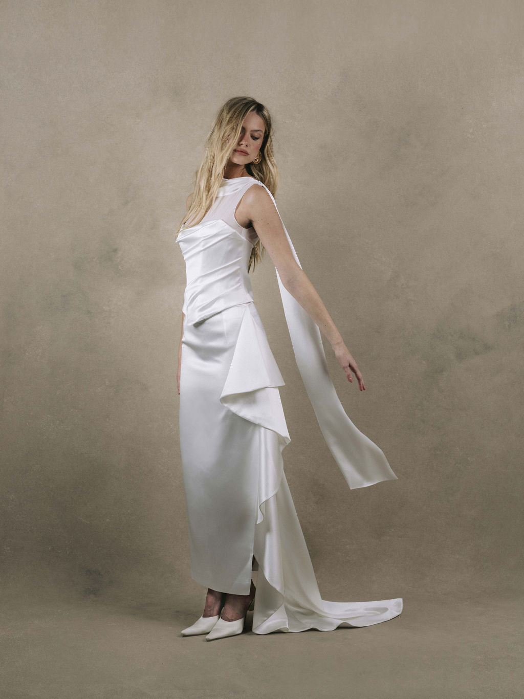 Rime Arodaky Evening Navy jupe longue satin marine