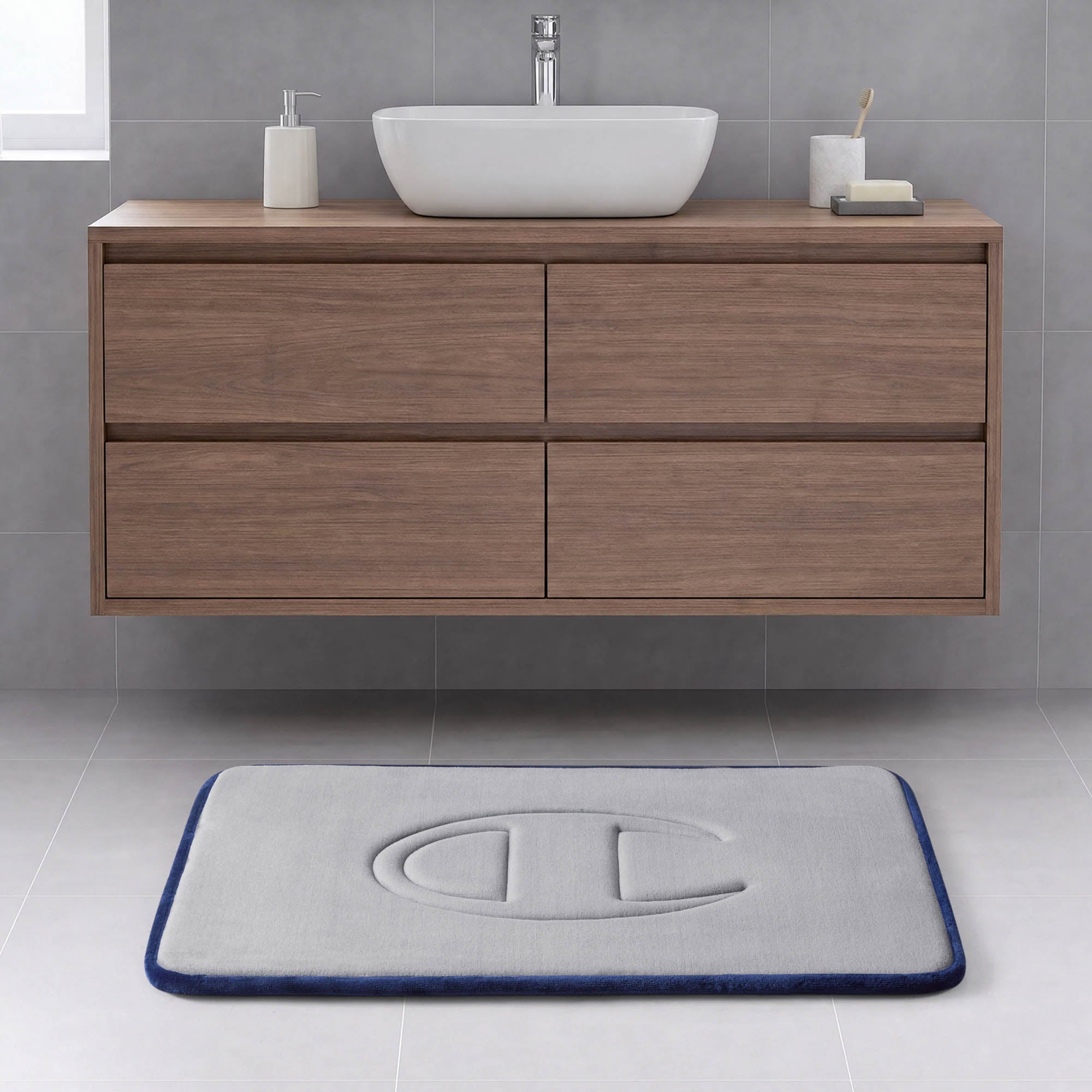 Champion Quilted Logo tapis de bain matelassé gris 17x24