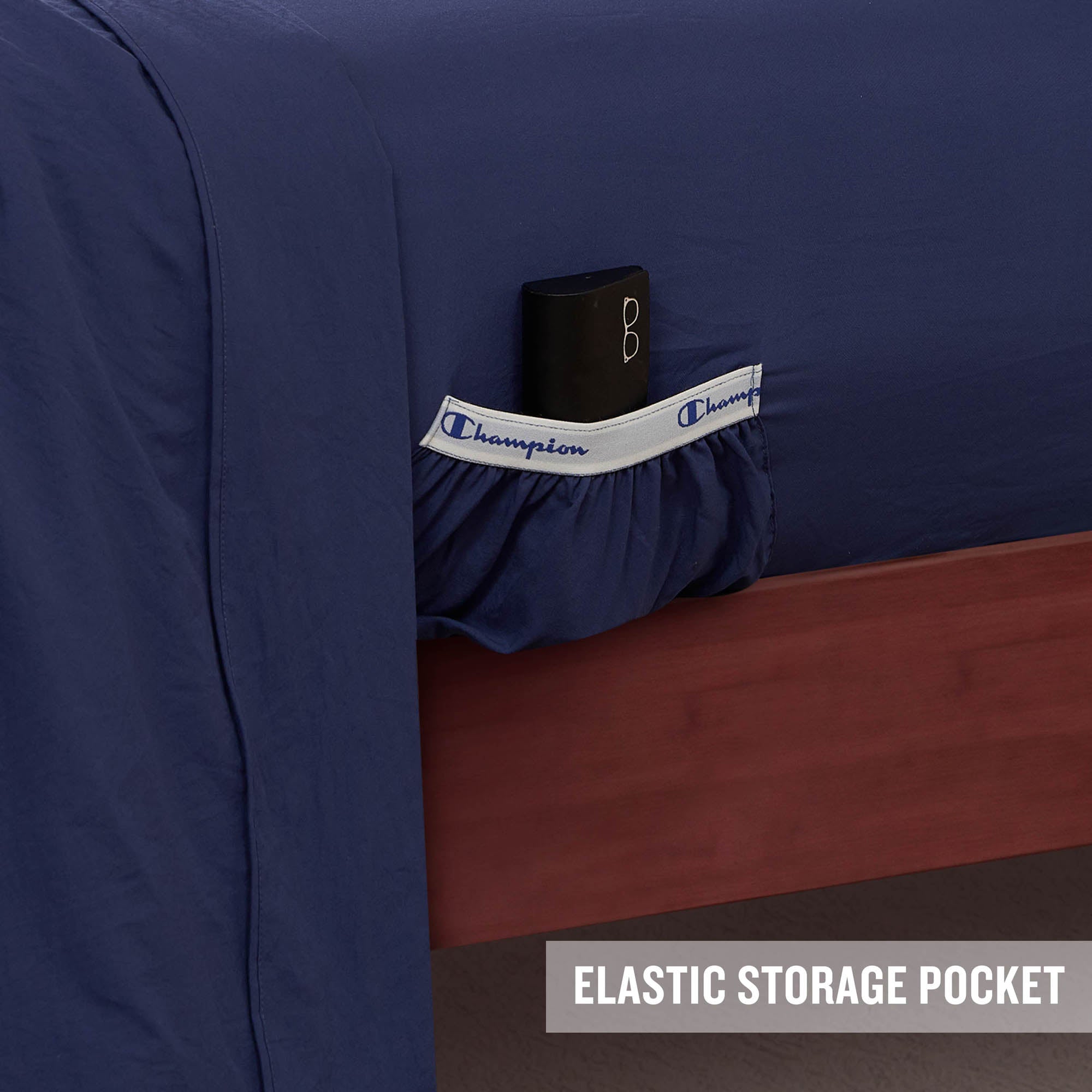 Champion Peak Comfort parure draps bleu profond Queen