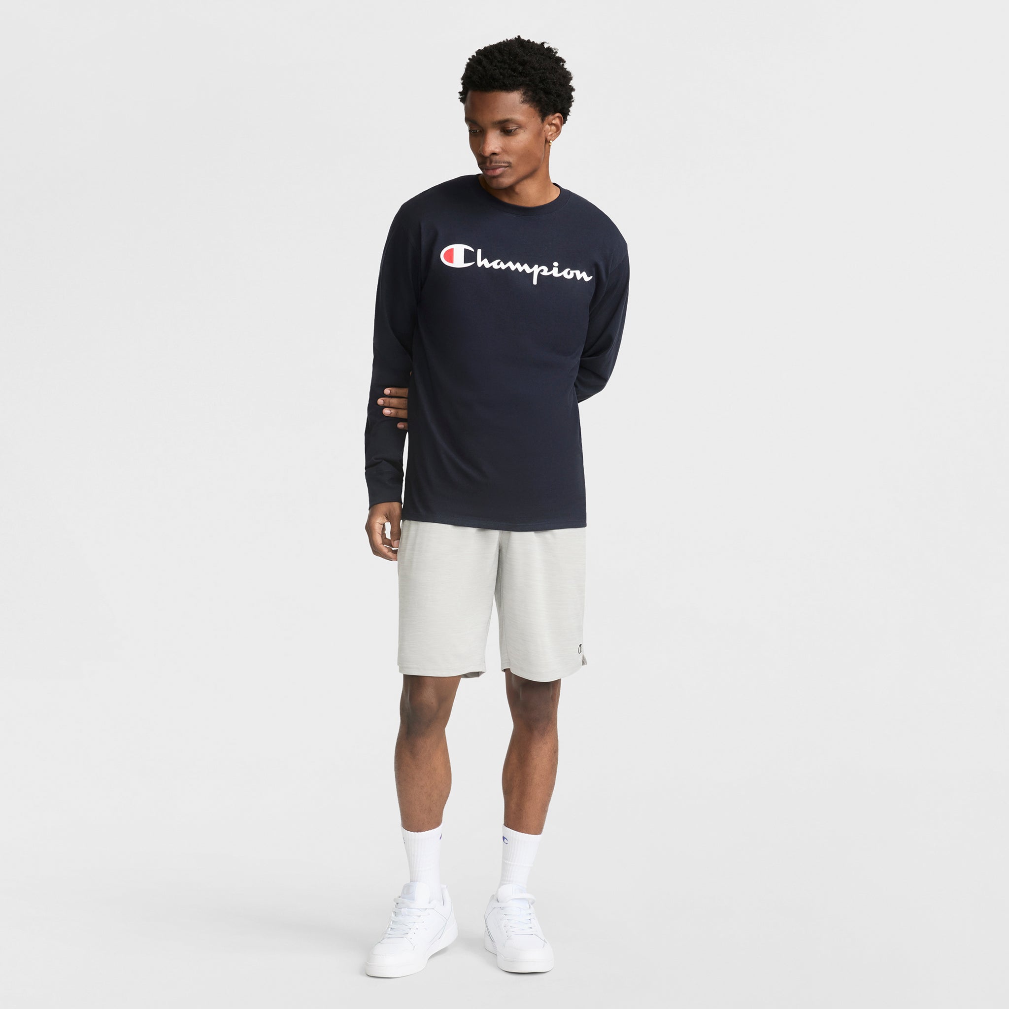 Champion Shorts short sport homme gris 10 pouces poches