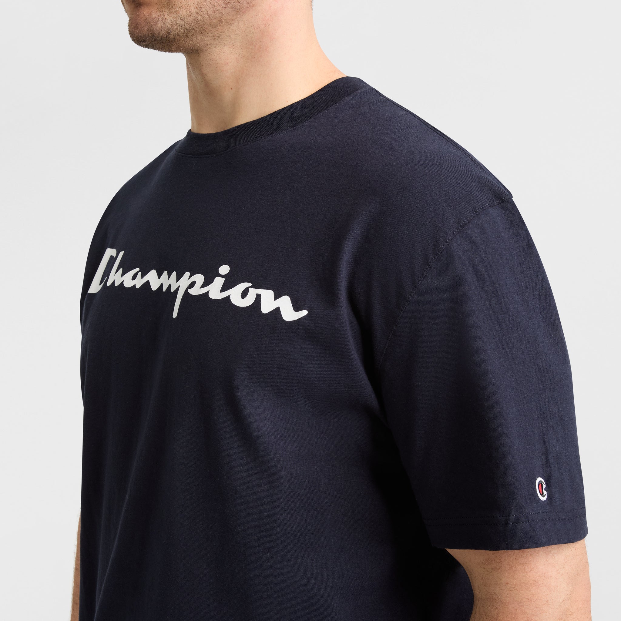 Champion Classic Graphic Script Logo t-shirt bleu marine LT coton