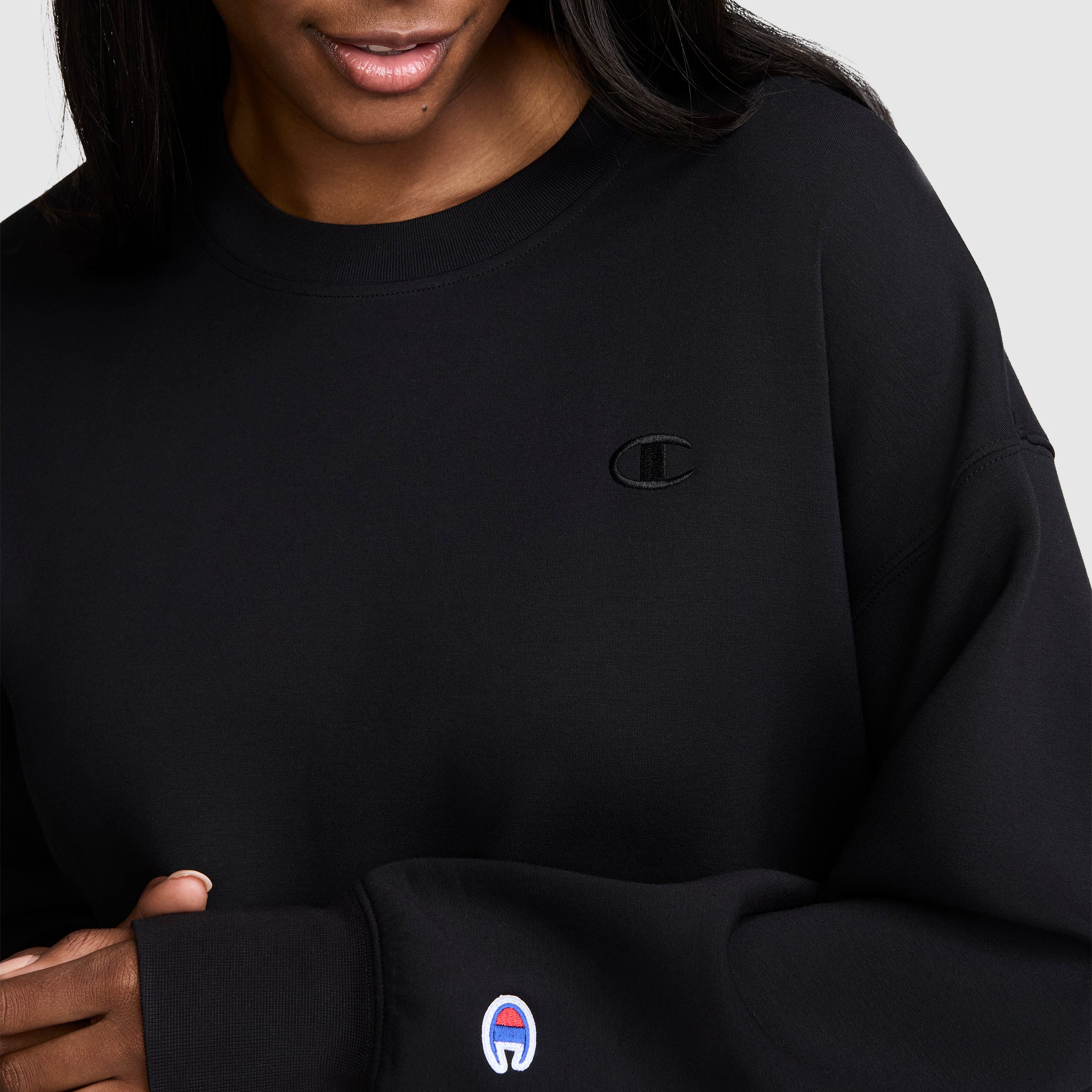 Champion Crewneck Pullover sweat col rond noir coupe standard