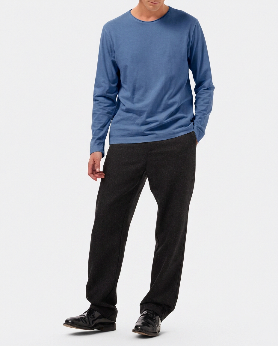 LAFAURIE ACHILLE Bleu Outremer t-shirt manches longues coton