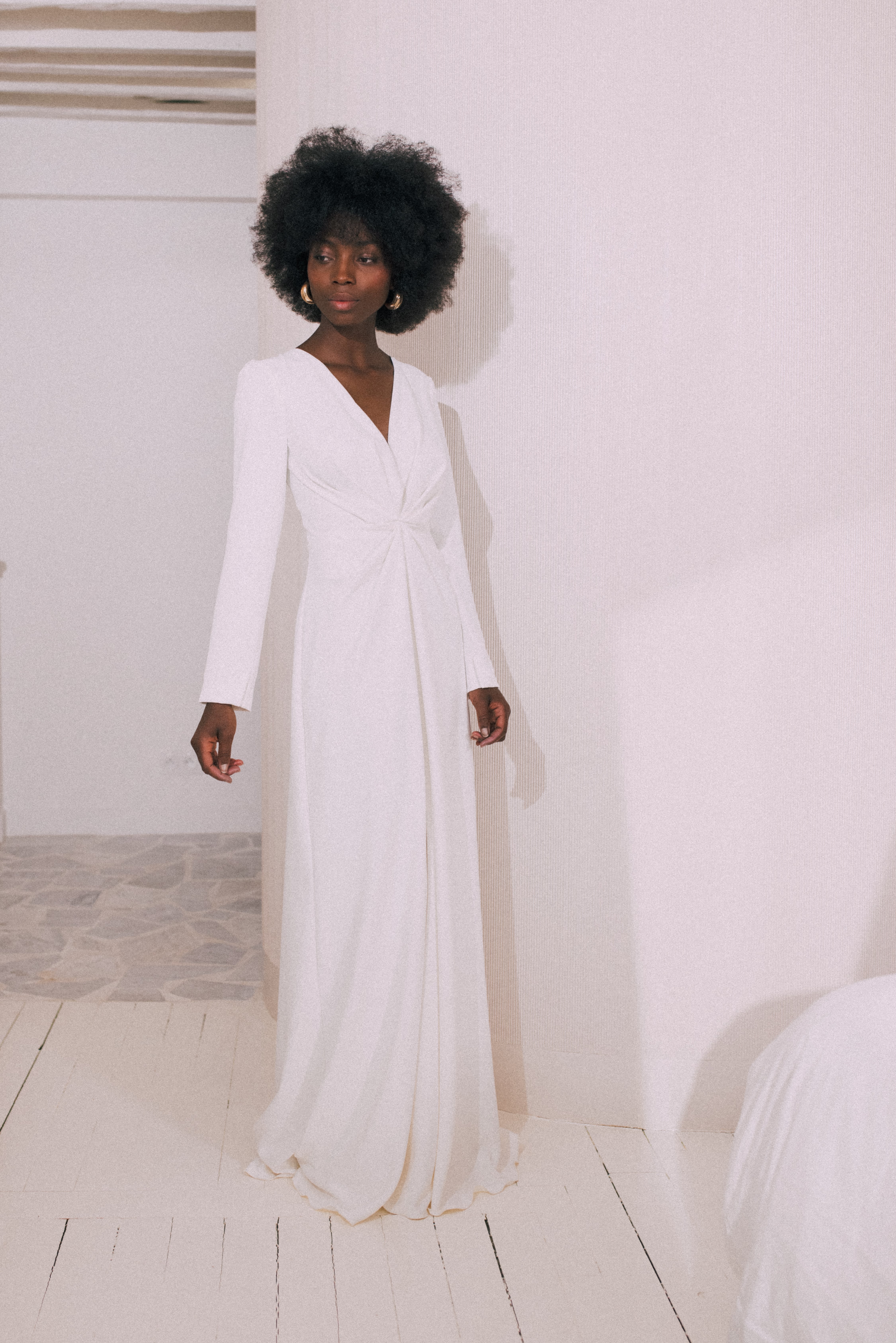 Maison Floret Sur-mesure Dean robe de mariée crêpe drapé