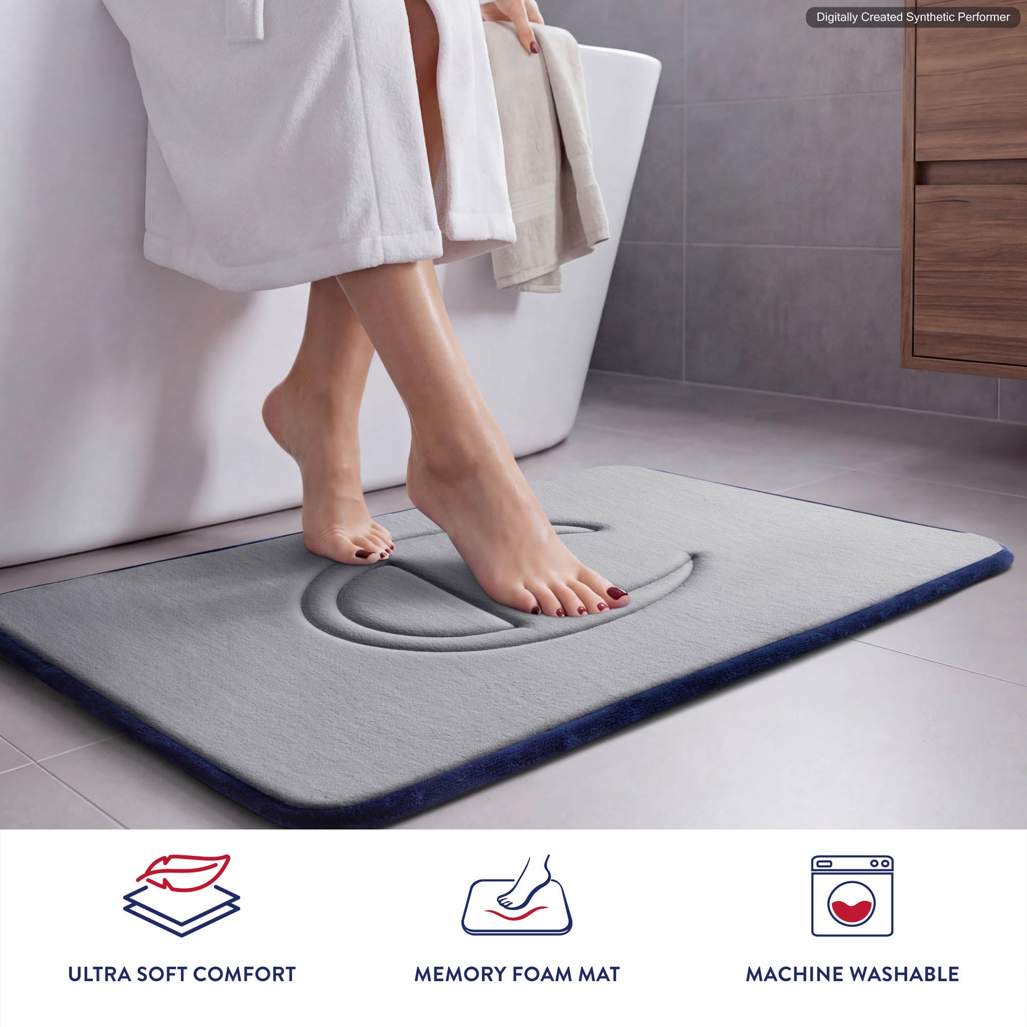 Champion Quilted Logo tapis de bain matelassé gris 17x24