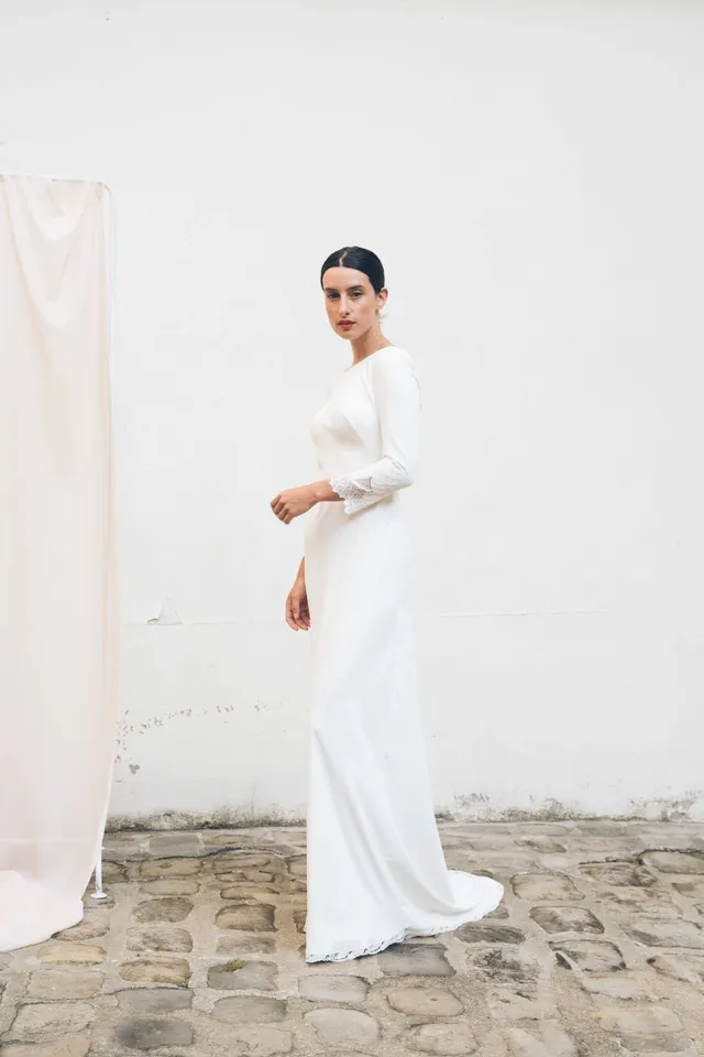 Maison Floret Sur-mesure Faust robe de mariée dos nu dentelle