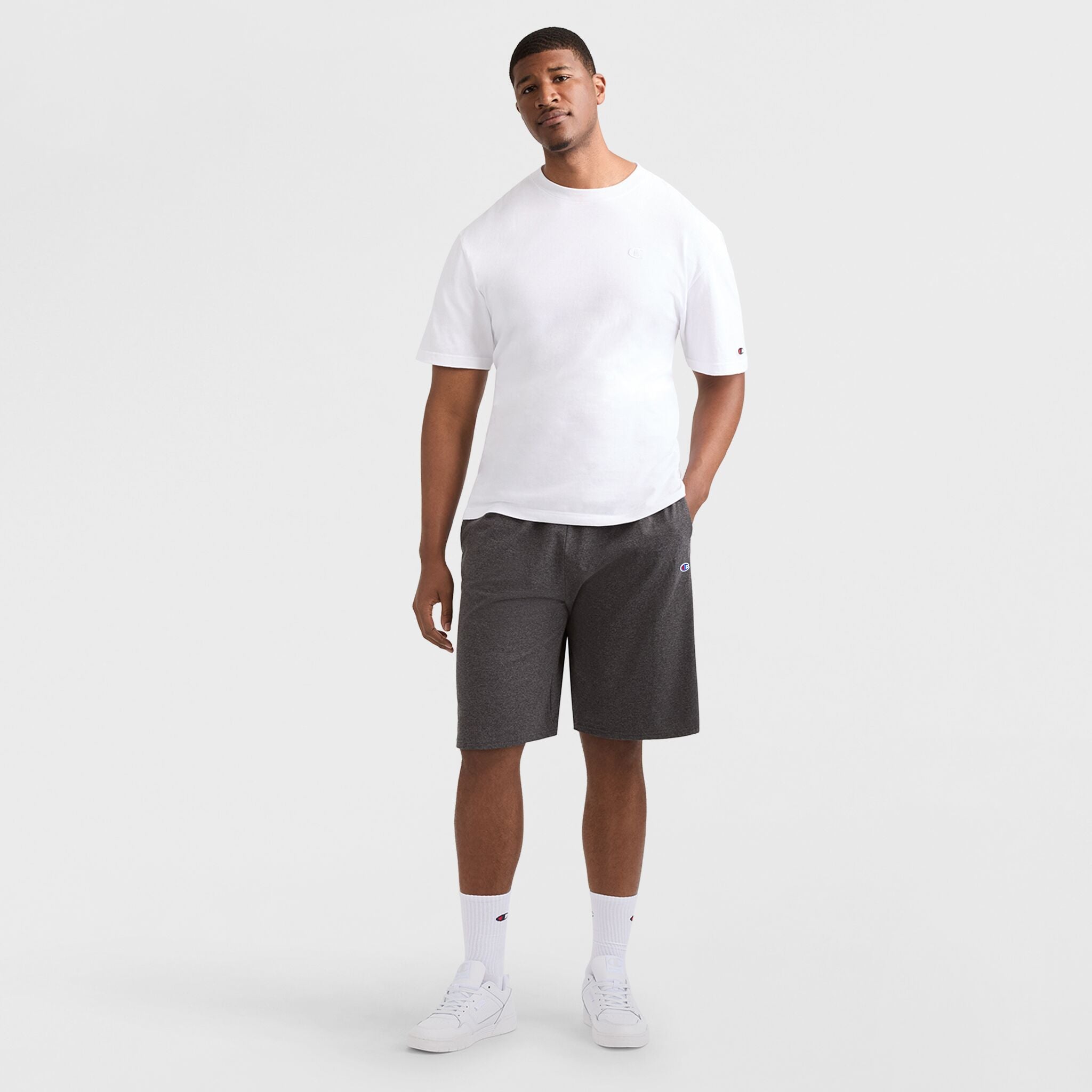 Champion Shorts 9" Lounge C Patch short gris chiné grande taille