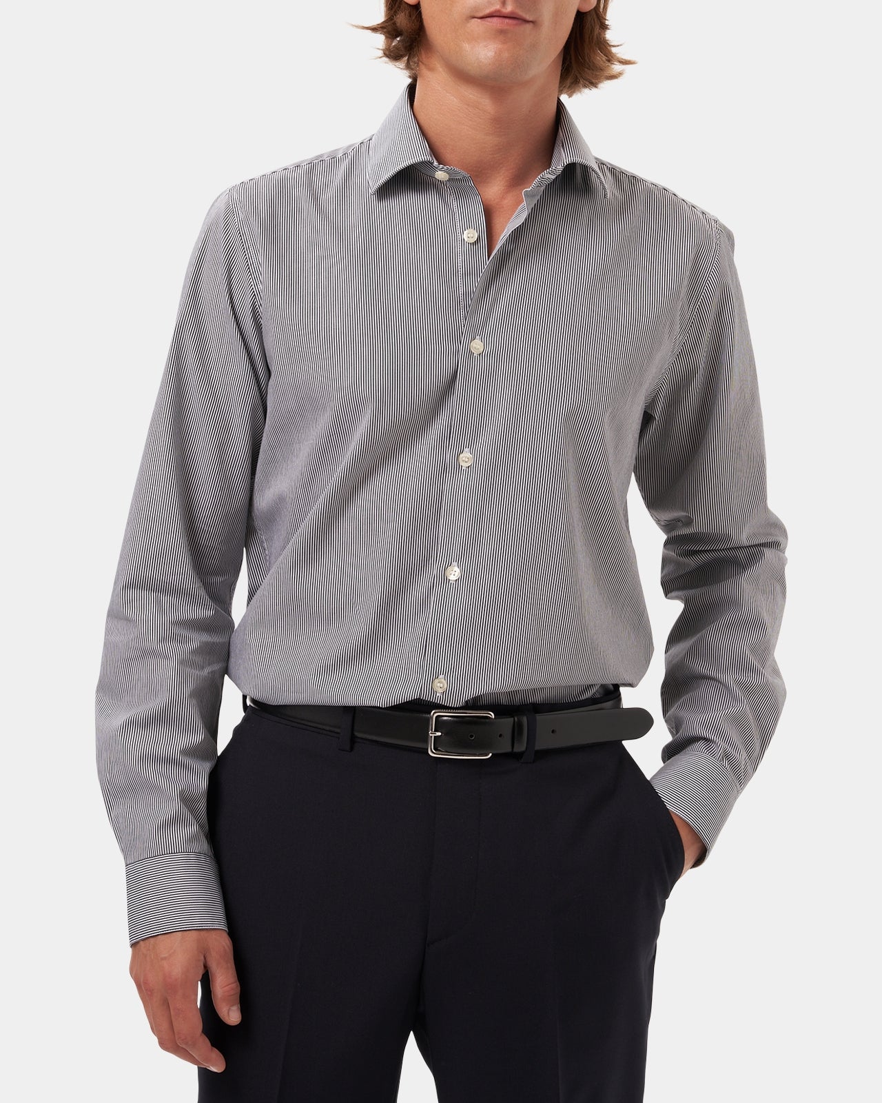 LAFAURIE CHOPIN Gris Blanc chemise rayée coton semi-ajustée