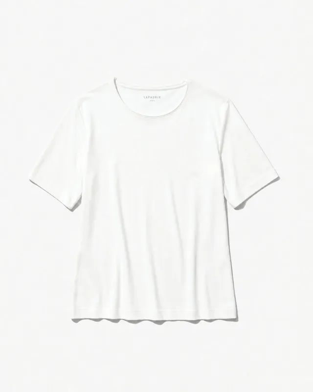 LAFAURIE Basile T-Shirt Blanc Col Rond Voile Coton