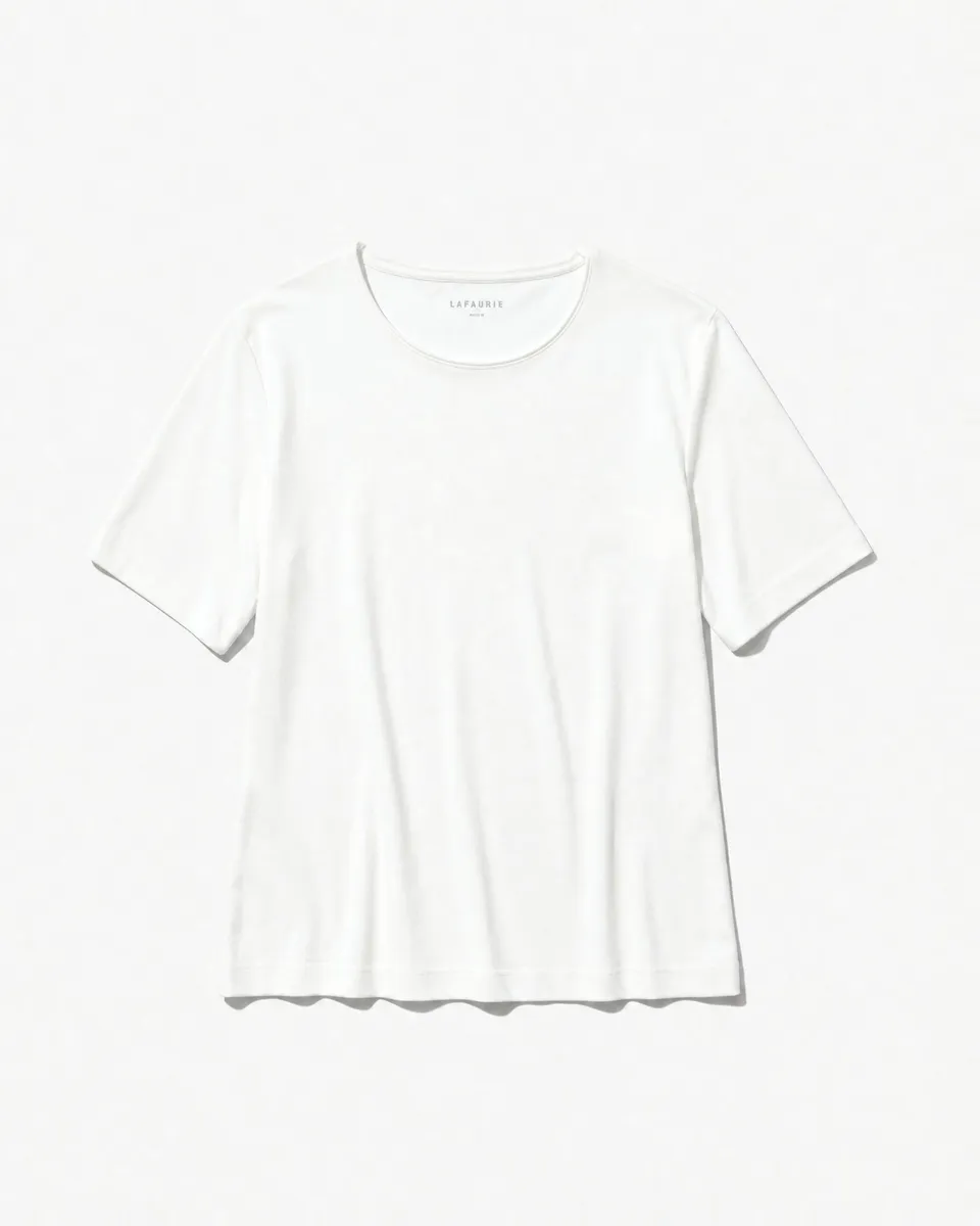 LAFAURIE Basile T-Shirt Blanc Col Rond Voile Coton