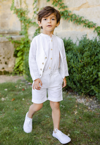 Le Jour de Notre Oui Arsène Blanc tenue enfant short garçon
