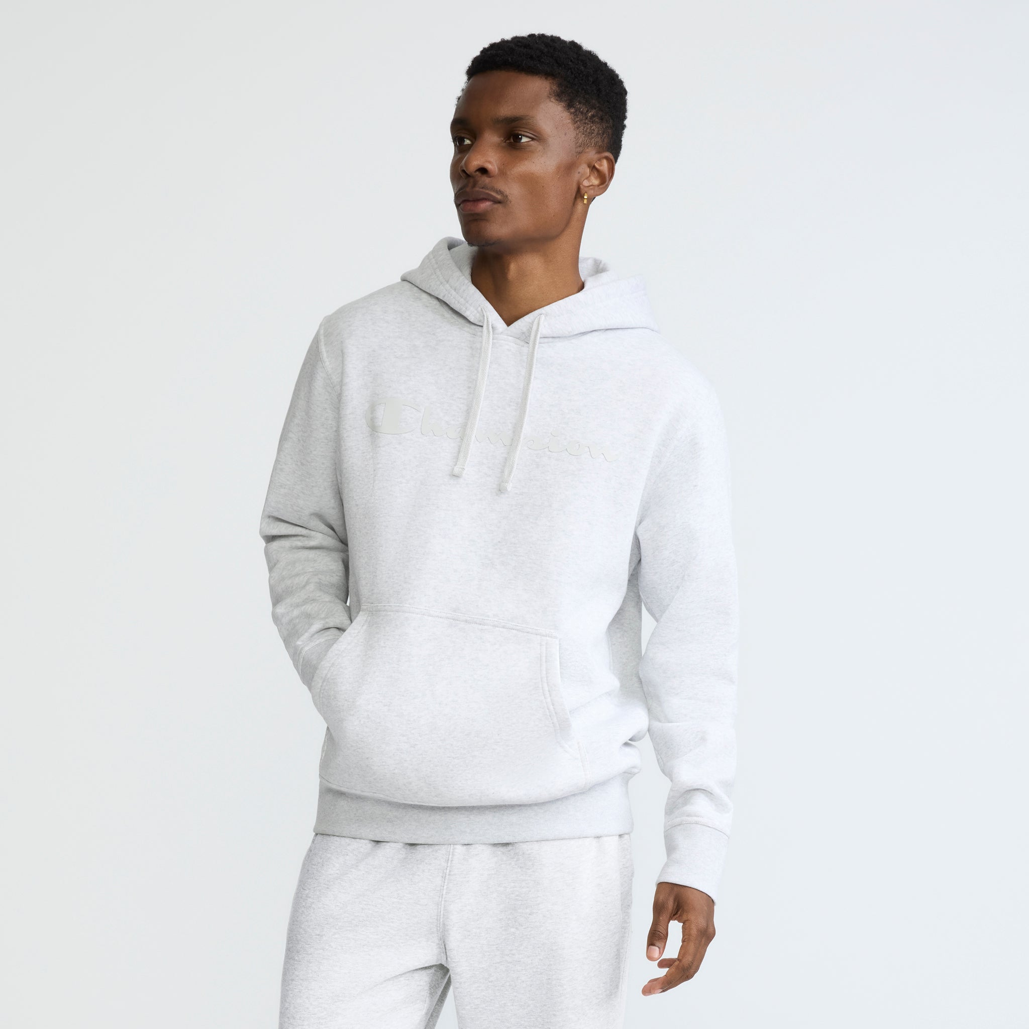 Champion Powerblend Hoodie sweat homme gris coton