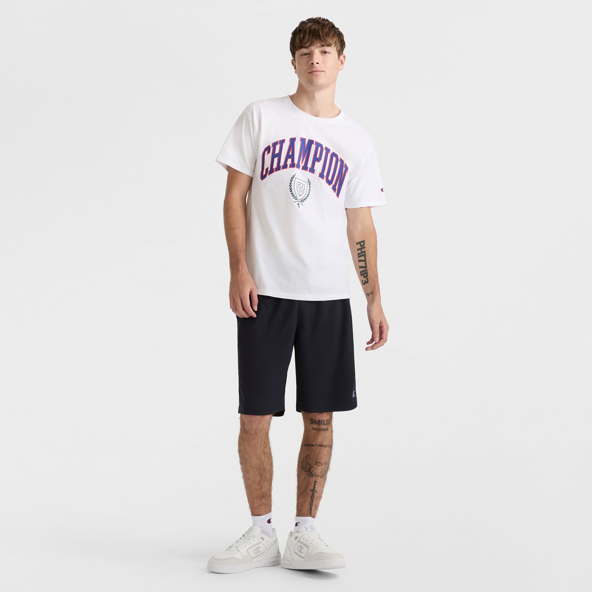 Champion Shorts short sport homme navy 10 pouces poches