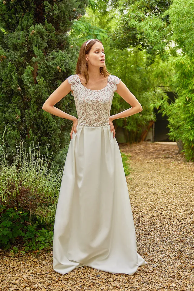 Maison Floret Sur-mesure Dustin robe de mariée dentelle satin