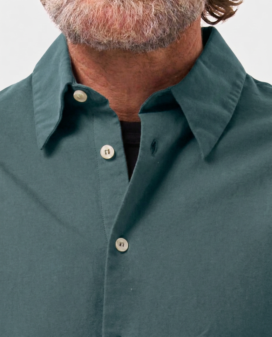 LAFAURIE HUGUES Bleu Canard chemise oxford coton droite