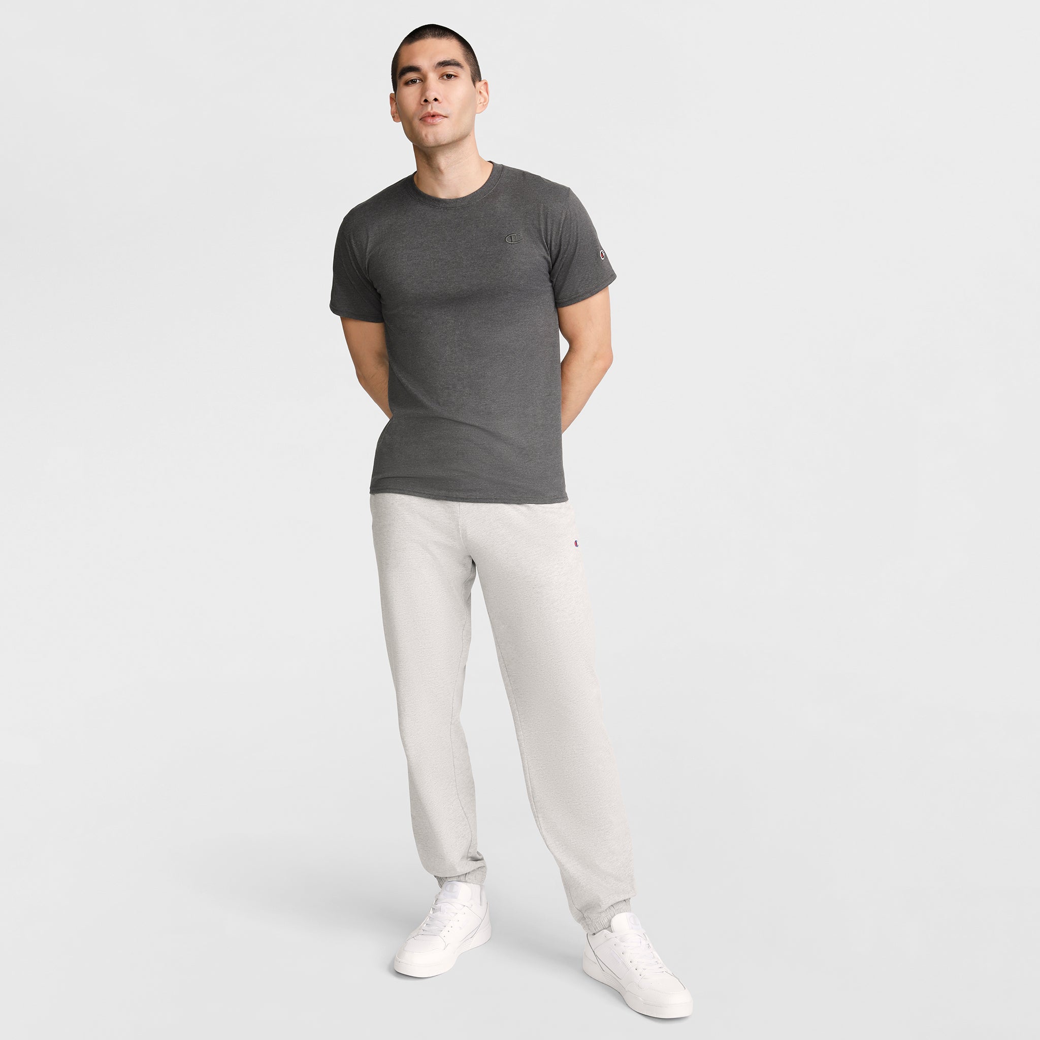Champion Classic T-Shirt Gris Chiné Coton Logo C