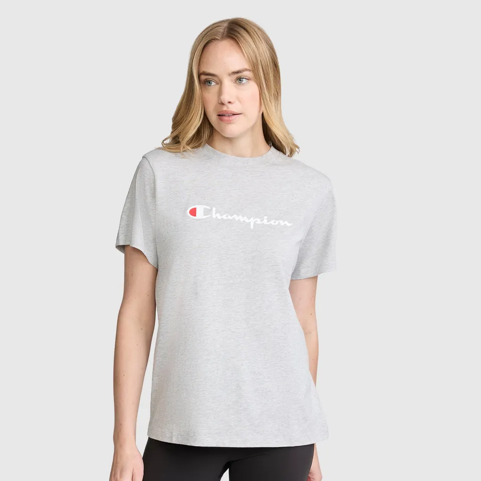 Champion Classic T-Shirt Script Logo t-shirt femme gris coton