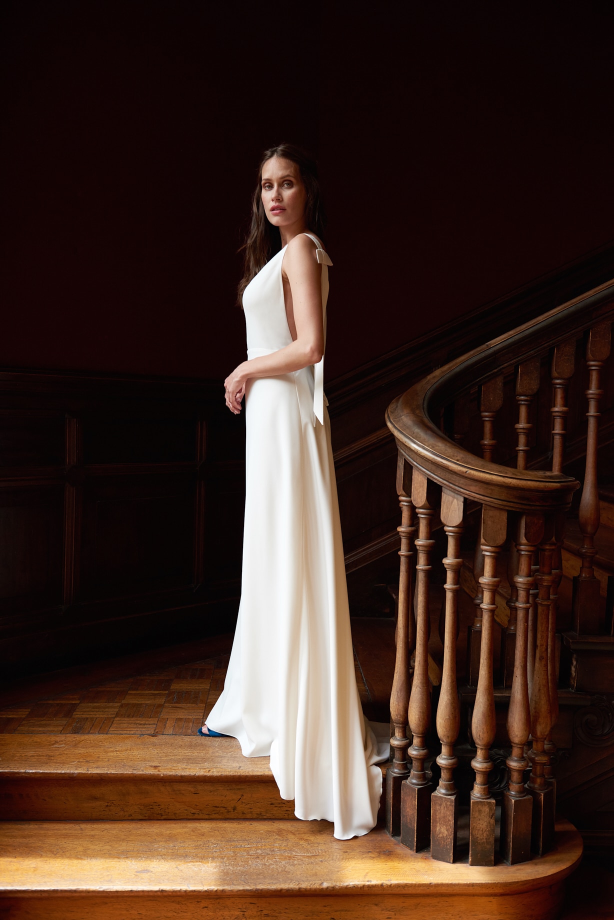 Maison Floret Sur-mesure Byron robe de mariée crêpe bretelles