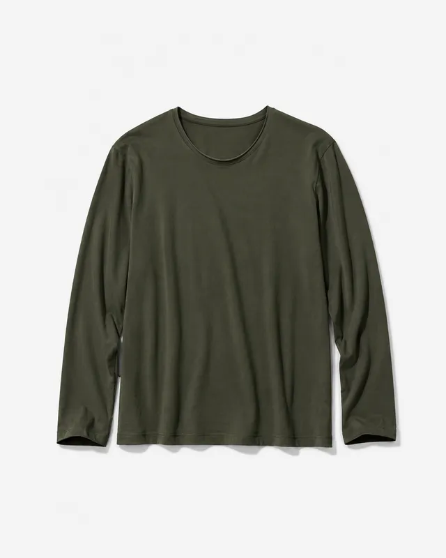 LAFAURIE ACHILLE t-shirt kaki manches longues voile coton