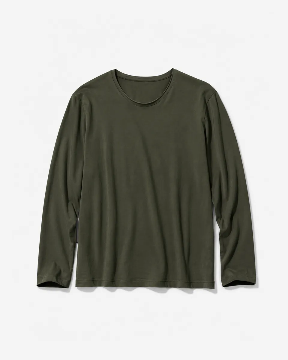 LAFAURIE ACHILLE t-shirt kaki manches longues voile coton