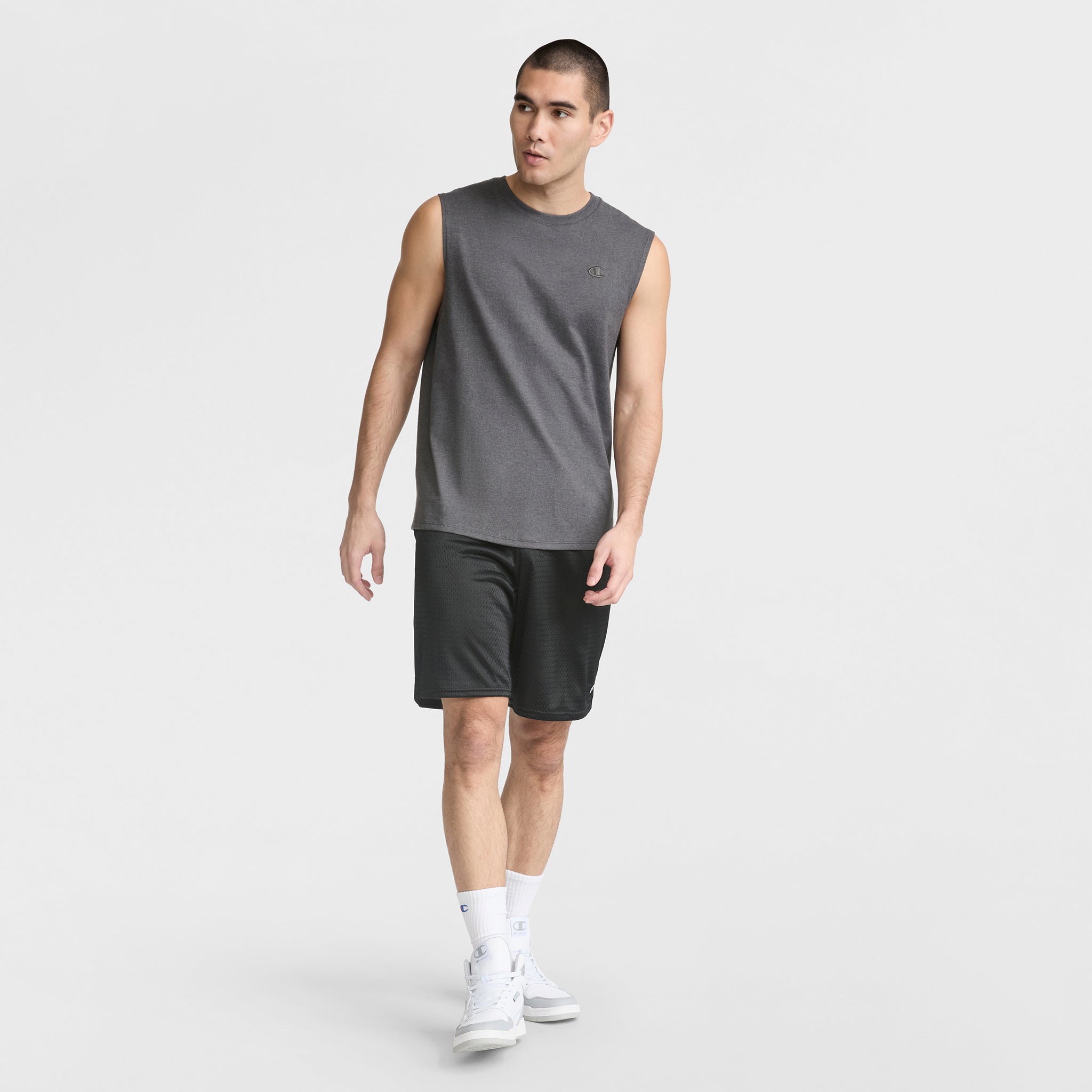 Champion Muscle Tank Débardeur Homme Gris Granite Coton