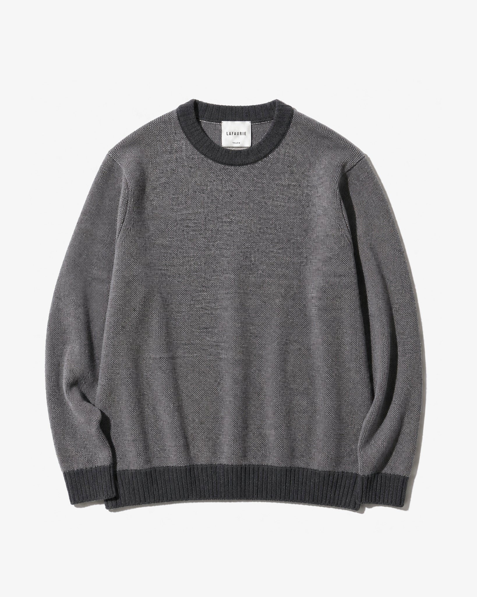 LAFAURIE LEO pull acier anthracite laine mérinos col rond