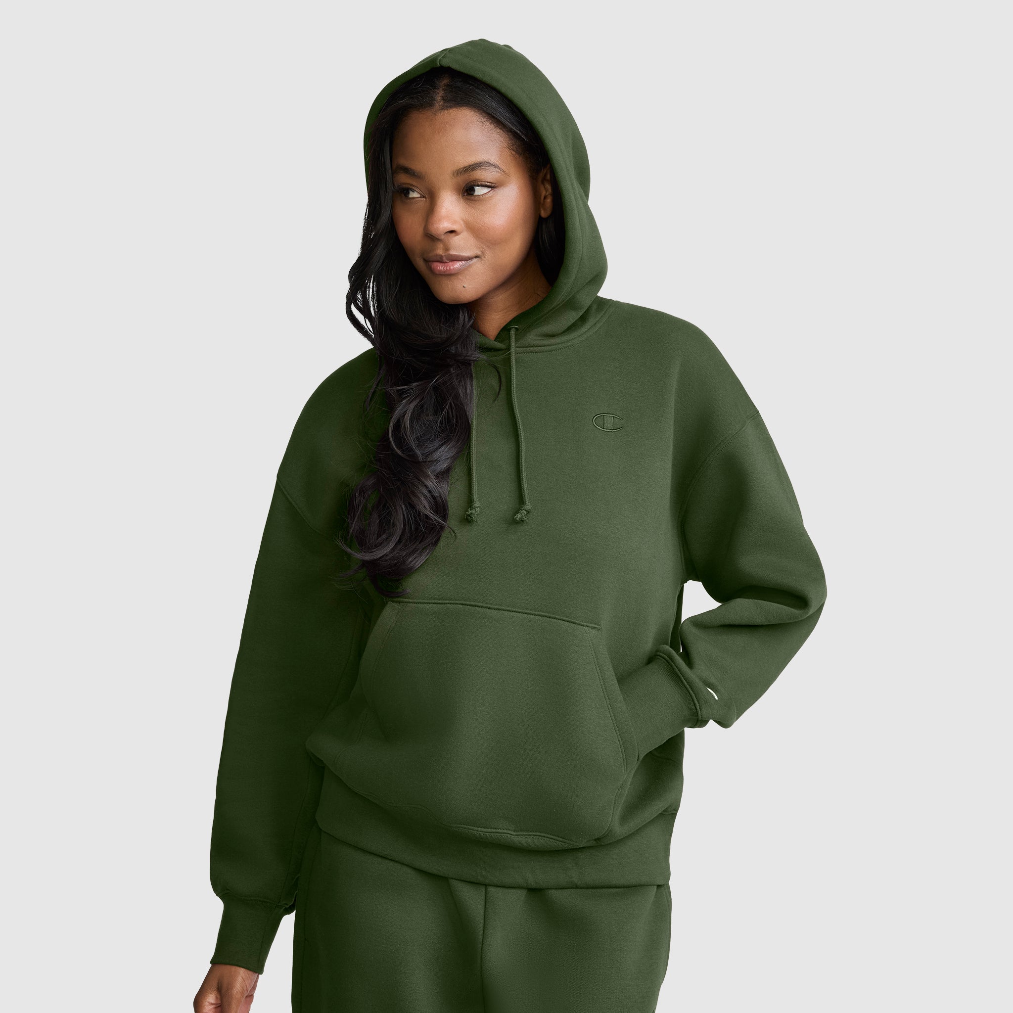 Champion Powerblend Small C sweat capuche femme chive