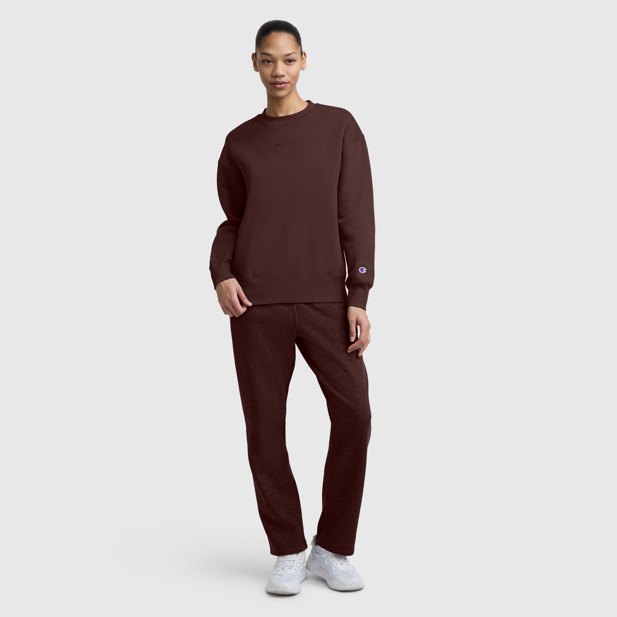 Champion Powerblend Crewneck sweat femme Marron chaud script
